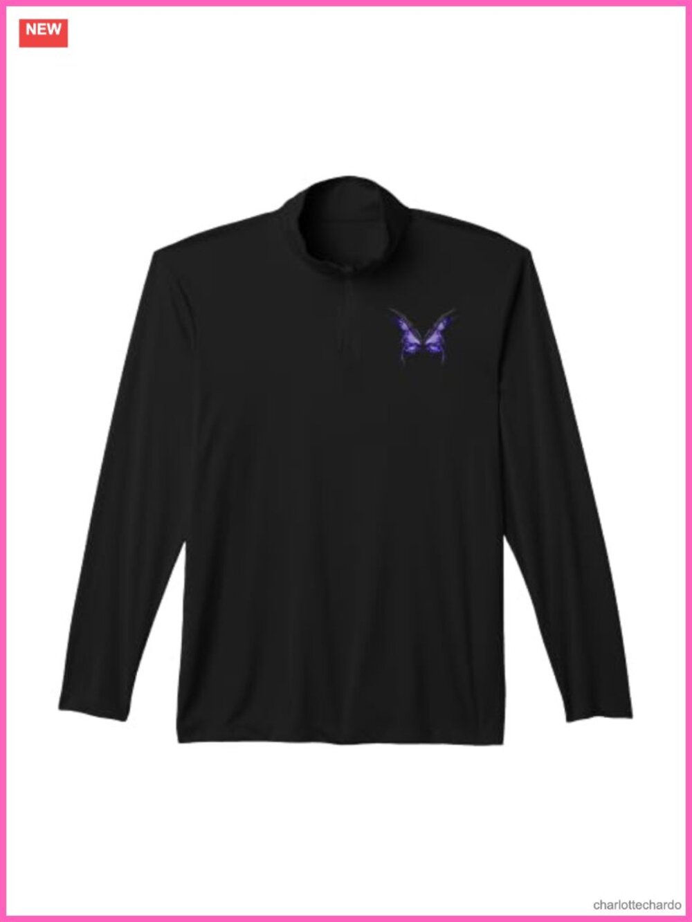 Fairy Wings Print Quarter-Zip Top Athletic Fit Moisture Wicking UPF 50